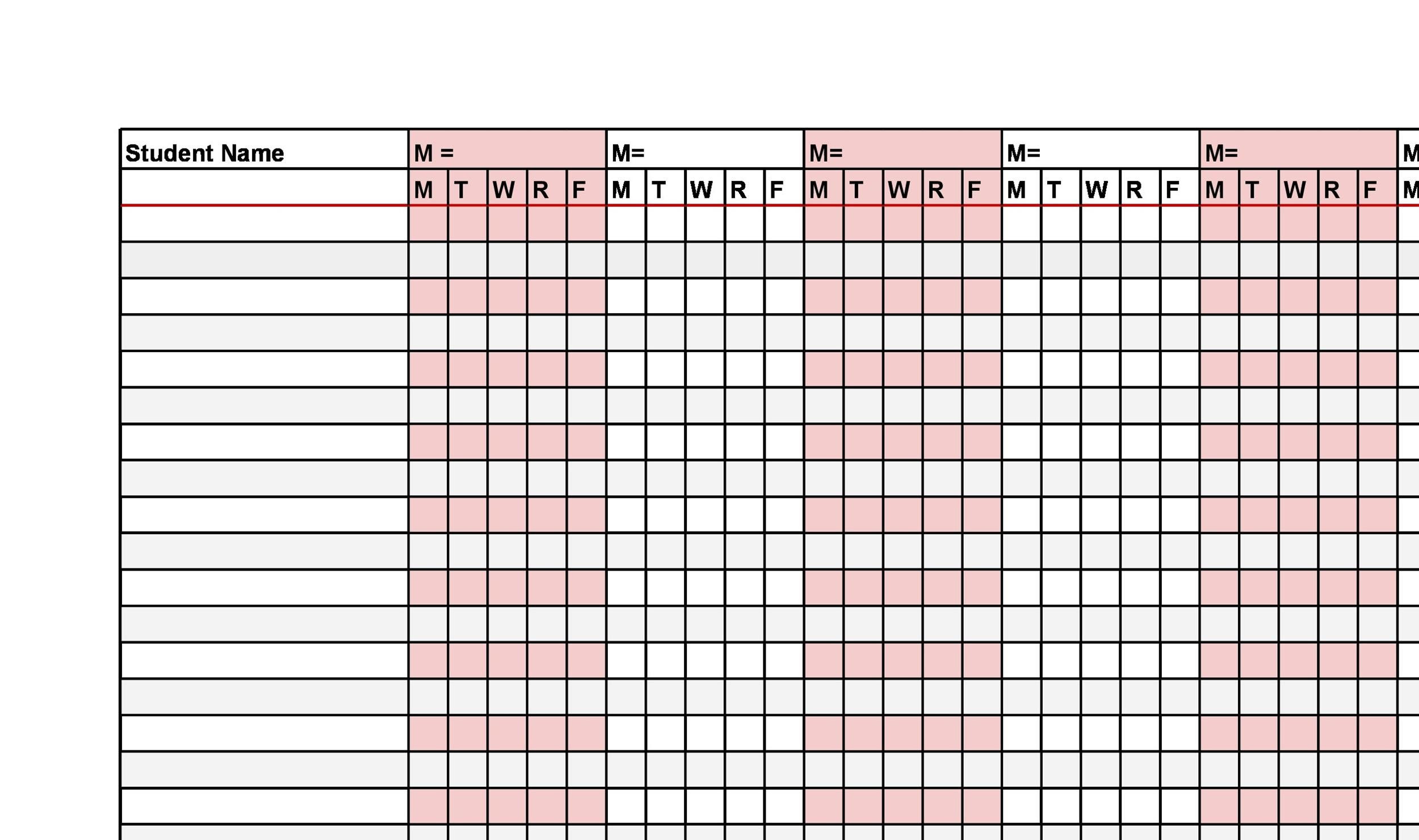 Free Printable Attendance Sheets For Teachers