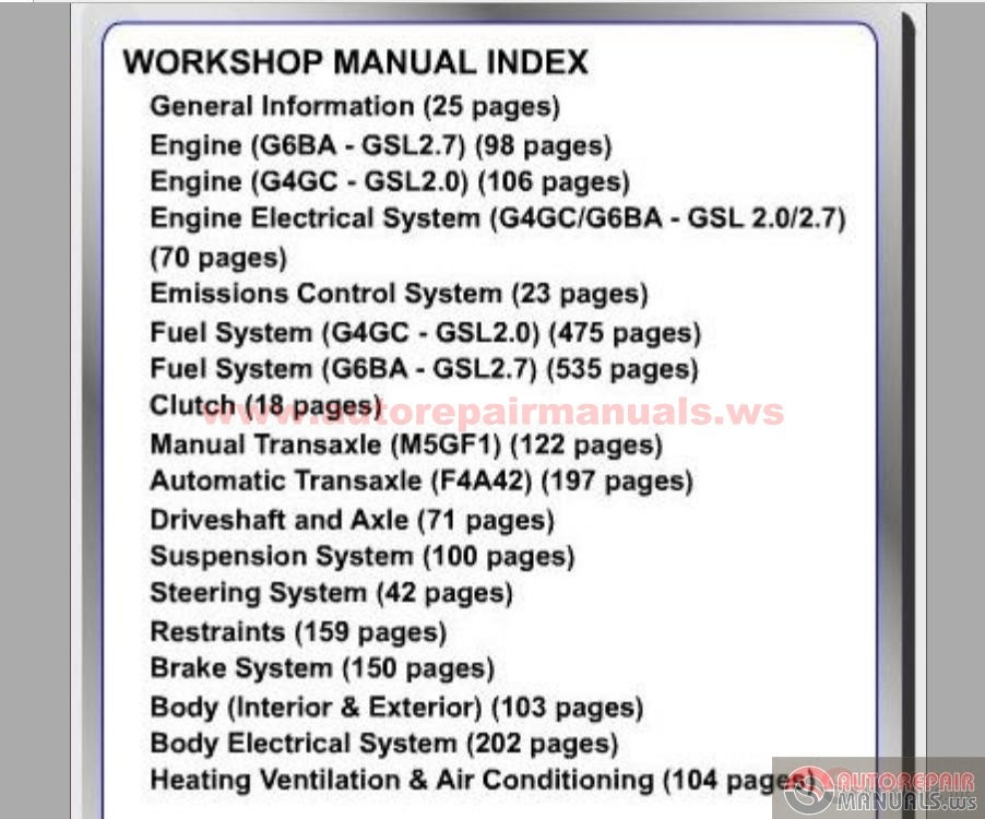 Info Car and Manual: 2007 Hyundai Sonata Shop Manual Pdf