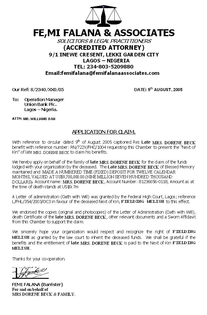 loan application letter in nigeria