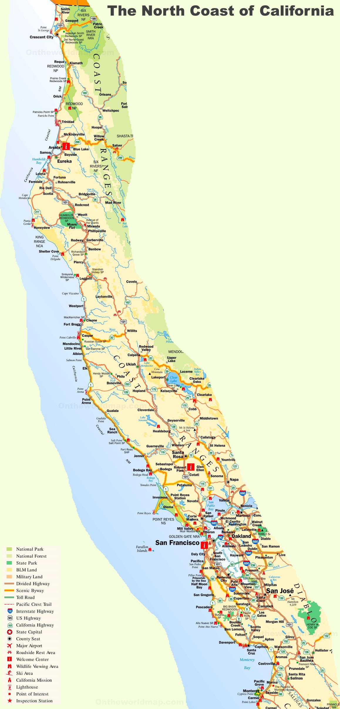 Map Northern California Coast Super Sports Cars