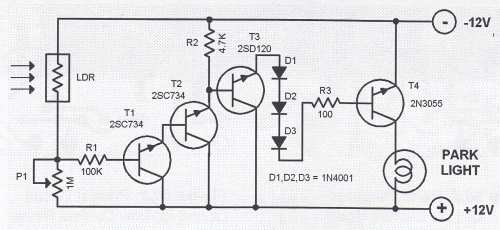 Automatic Parking Light Switch Circuit