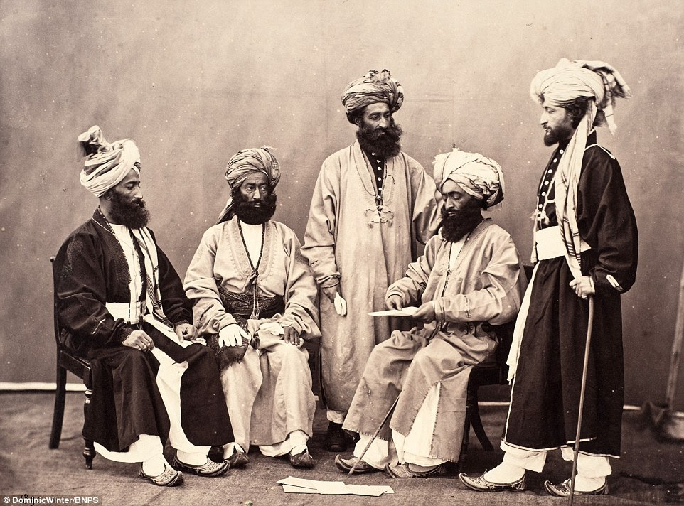 A group of Kabulese men in Peshawur. The images went for 6,400 to a private collector from the US who bid online for the set from Dominic Winter Auctions, based in Gloucestershire, with extra fees pushing the overall price above £7,800