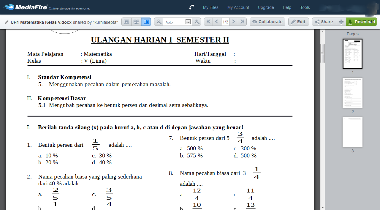 Kumpulan Soal Matematika Smp Kelas 9 Semester 1 Bab Statistika