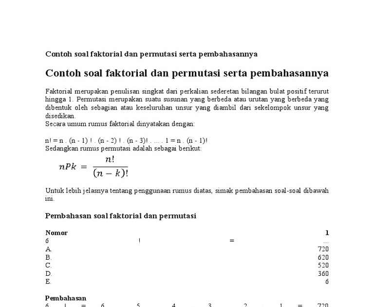 Contoh Soal Permutasi Lengkap Dengan Jawabannya - Judul Siswa