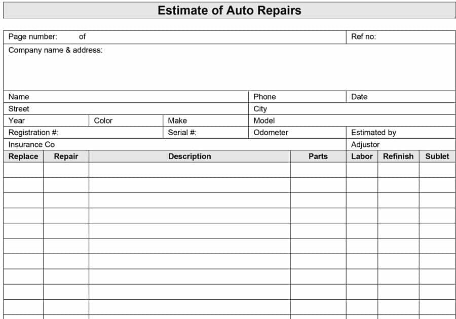 Insurance Claim Estimate Template : Discover Information about Car