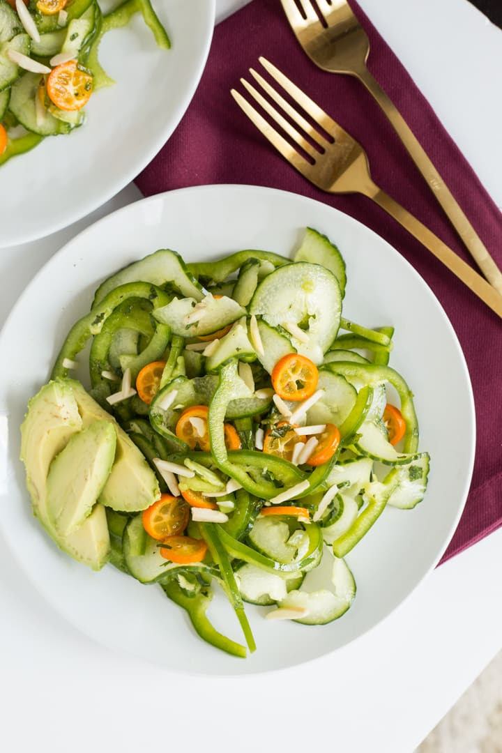 MintGinger Kumquat, Bell Pepper and Cucumber Noodle Salad Inspiralized MintGinger Kumquat, Bell Pepper and Cucumber Noodle Salad Inspiralized