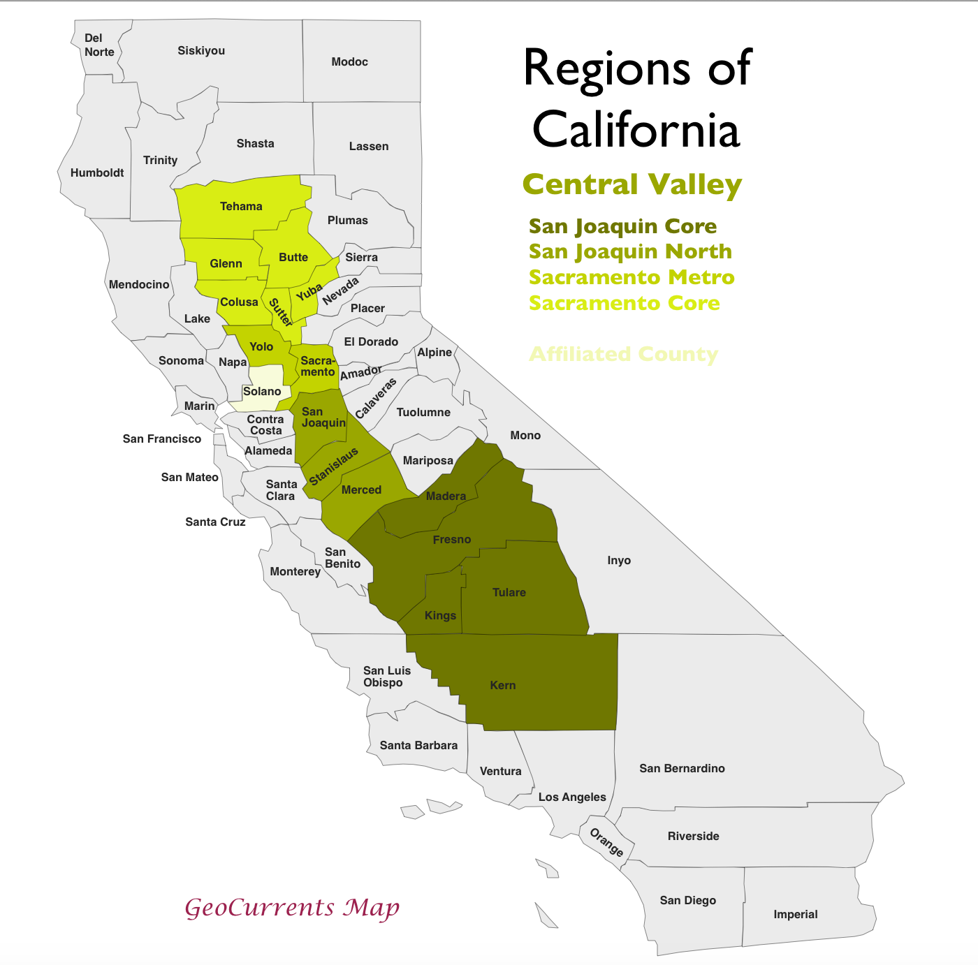 Map Of California Valleys | Cities And Towns Map