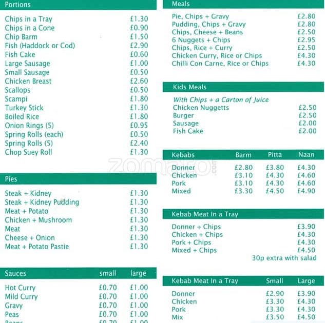 Village Fish Bar Burscough Menu - SEA AND FISH