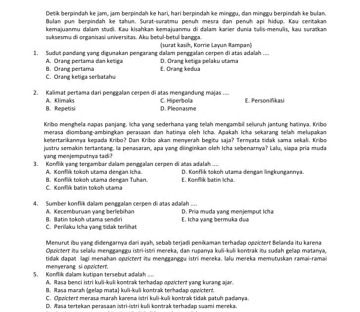 soal essay b indonesia kelas 11