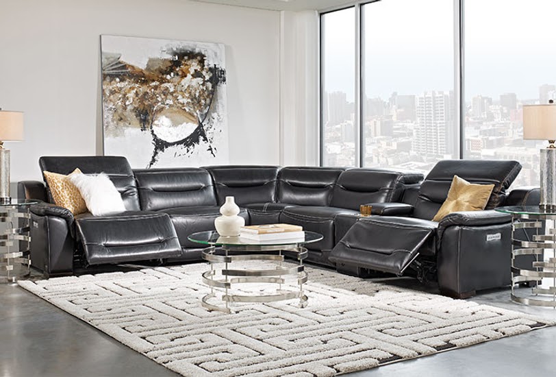 Inspirational Living Room Ideas - Living Room Design: Grey Leather Sofa