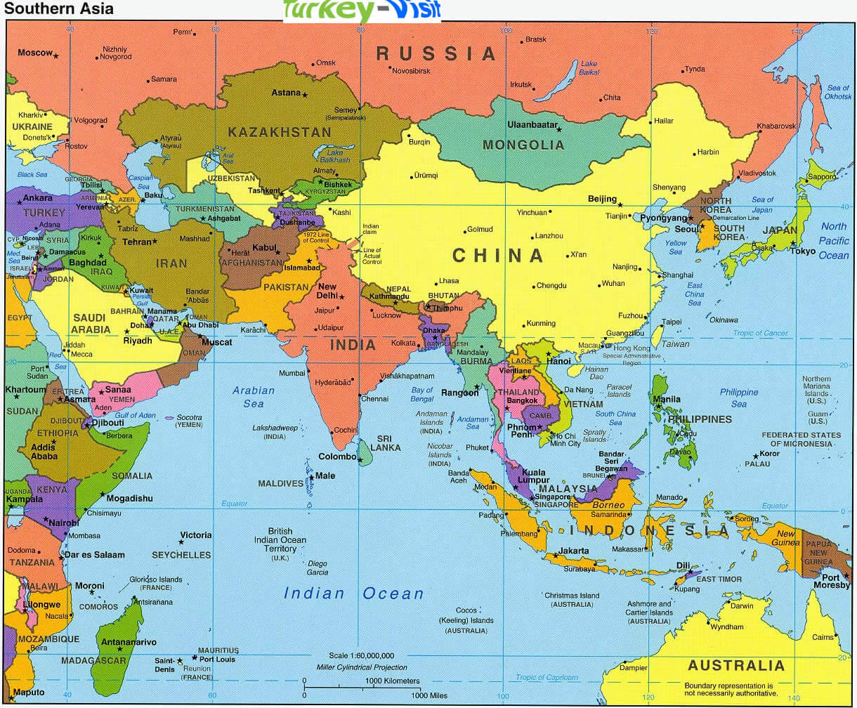 Map Of Asia With Countries Labeled 