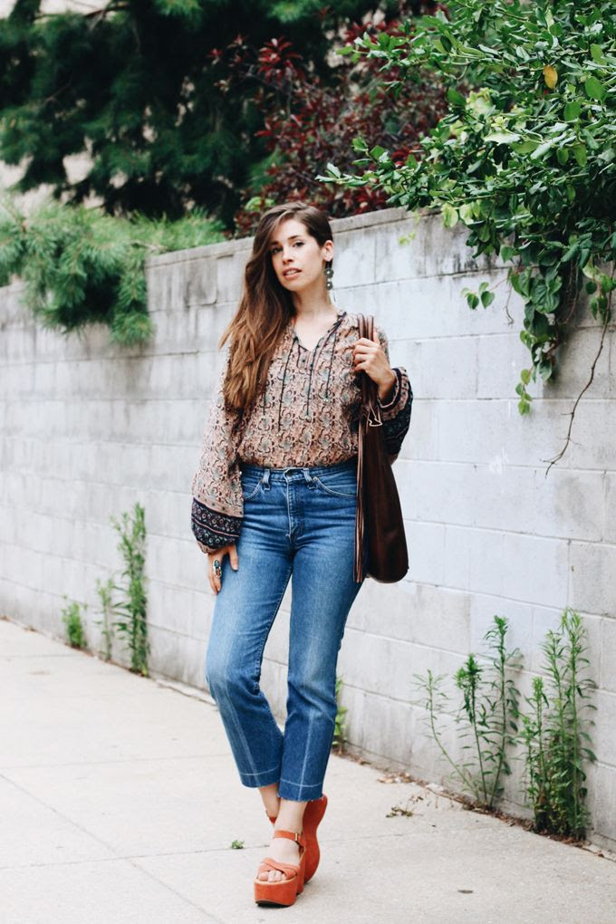 Orchid Grey: WORN: Boho Blouse + Vintage Denim