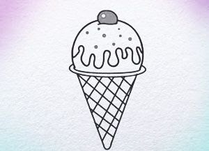 Cone Ice Cream Drawing For Kids - Foto Kolekcija