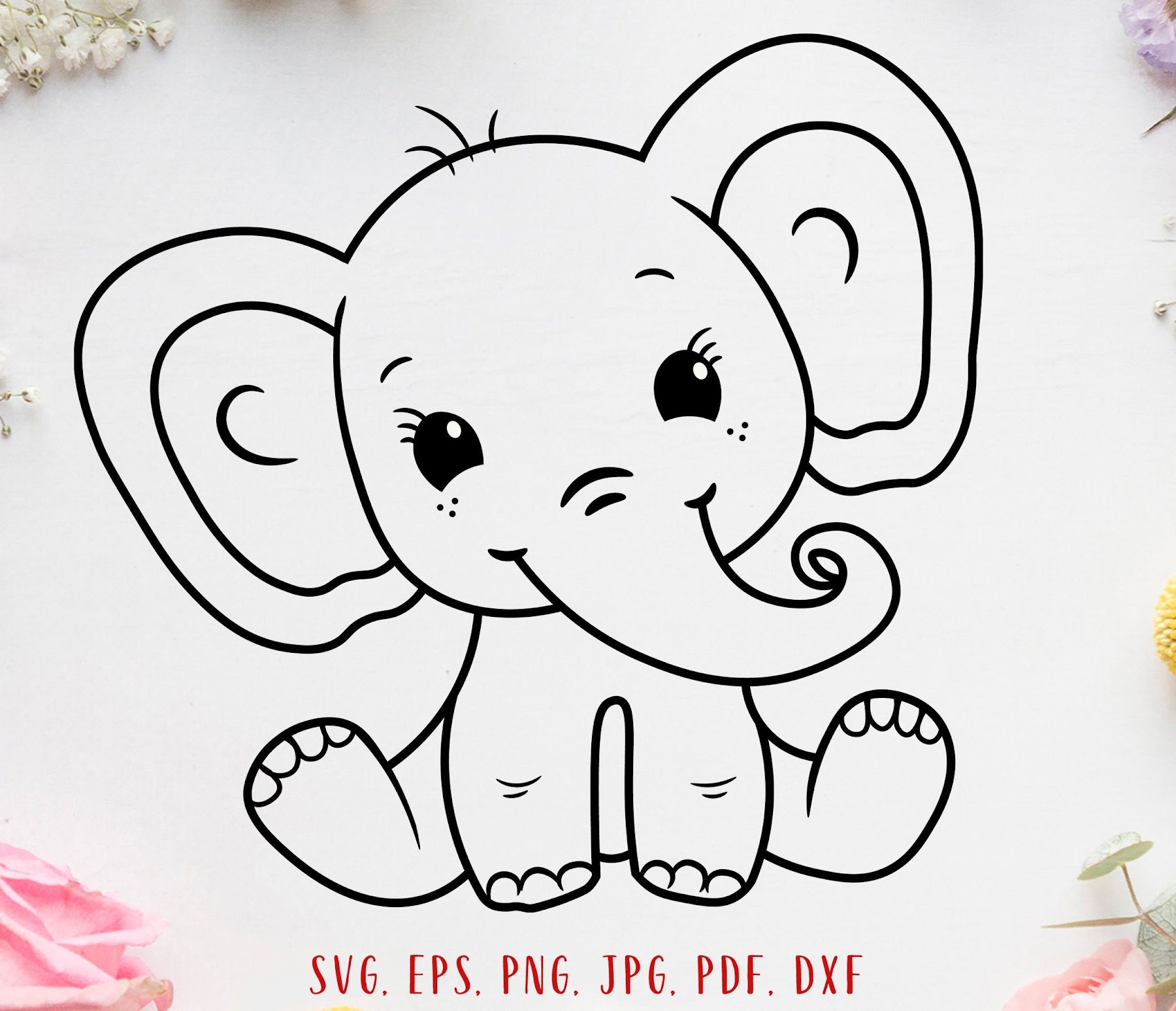 96 Baby Elephant Svg File SVG PNG EPS DXF File