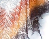 Hand knit shawl, wool shawl, brown, grey, orange, Autumn colors - KnittyStories Hand knit shawl, wool shawl, brown, grey, orange, Autumn colors - KnittyStories