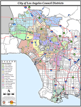 map angeles los city council district zip