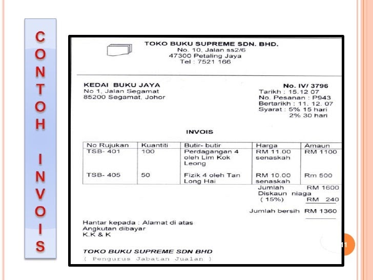 Contoh Invois Tuntutan Bayaran