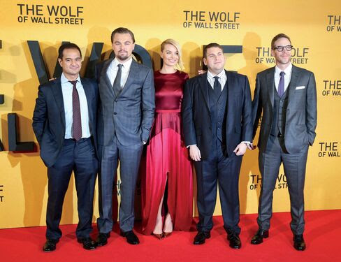 Najib’s stepson, Riza Aziz, far left, joins Leonardo DiCaprio and others at the London premiere of The Wolf of Wall Street on Jan. 9, 2014.