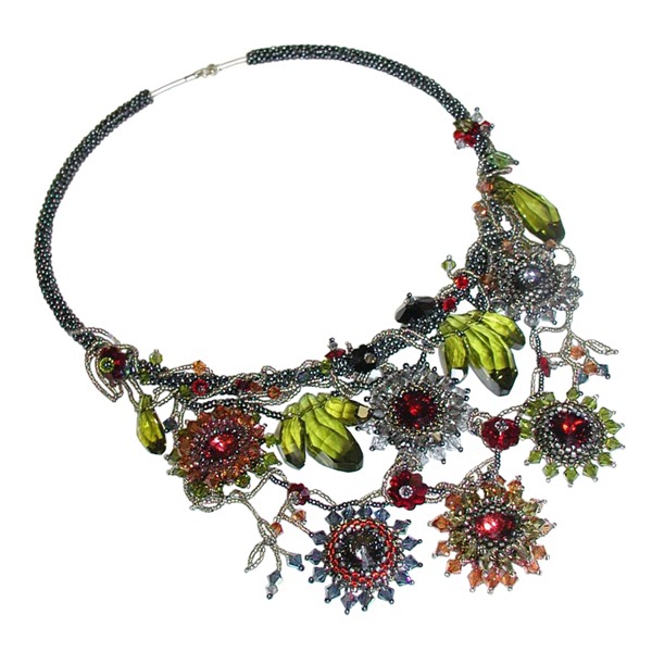 Gem and Beaded Jewelry: Tropical Blossom Necklace