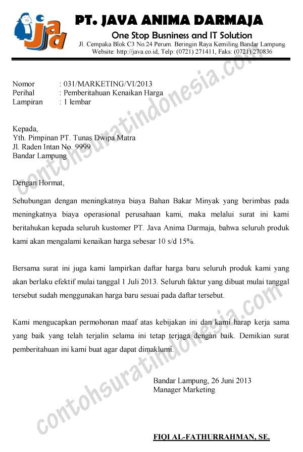 Contoh Surat Pemberitahuan Perubahan Harga Obligasi Bbri Stockbit ...