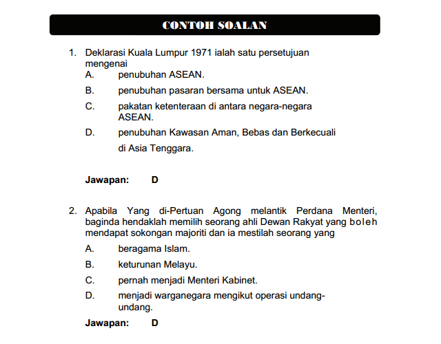 Contoh Soalan Pengetahuan Am Pegawai Tadbir - Soalan f