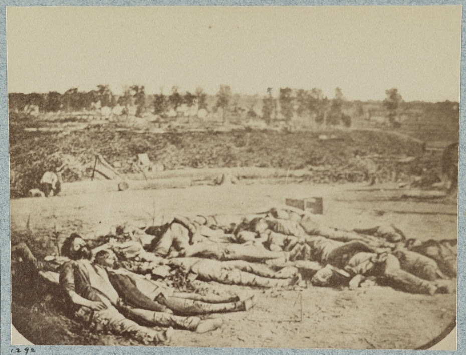Confederate dead in front of Battery Robinett at Corinth - Library of Congress