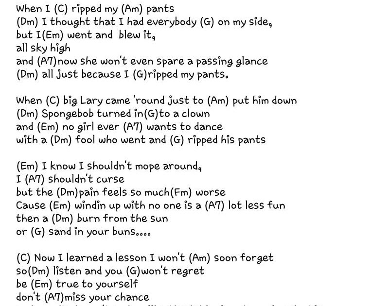 Spongebob Ripped Pants Chord Ukulele