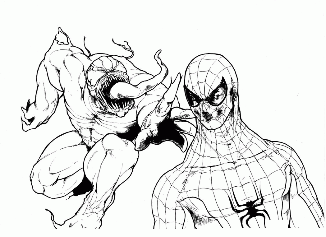 Spiderman Fighting Venom Coloring Pages - Wallpapers HD References