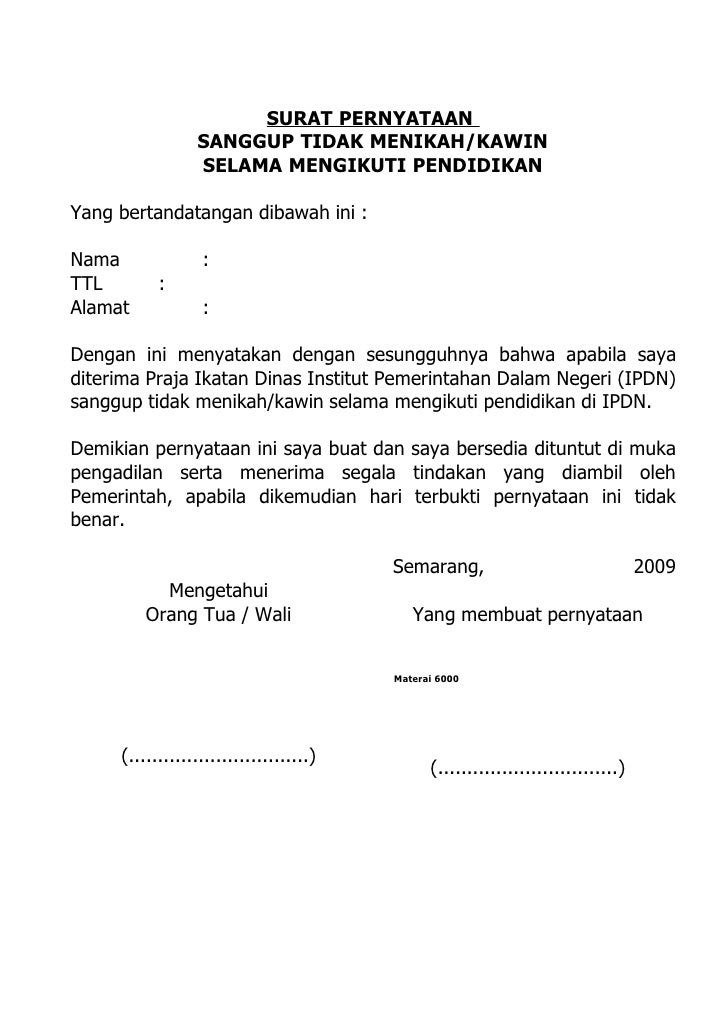 Contoh Surat Pernyataan Tidak Memiliki Orang Tua Yang Bekerja Di Jasa Raharja