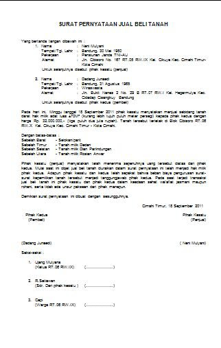 Ahli Waris Contoh Surat Jual Beli Tanah Warisan Gudang Surat