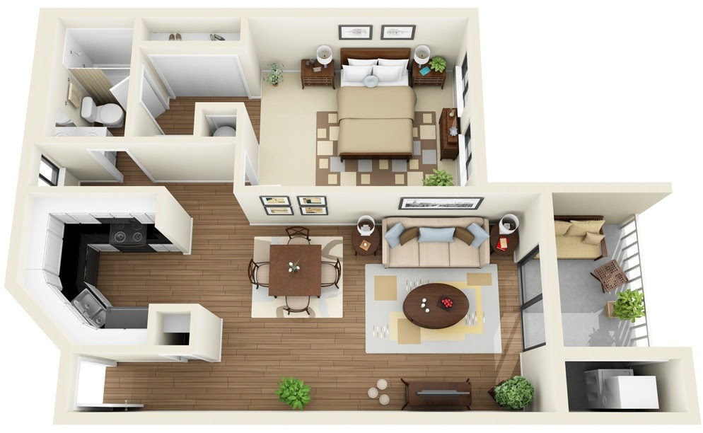 25+ Amazing Concept Small One Bedroom Home Floor Plan