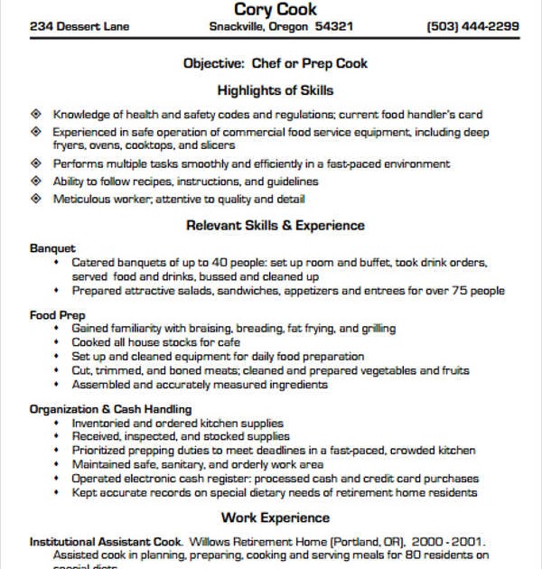 Indian Chef Resume Sample Word Pdf Template