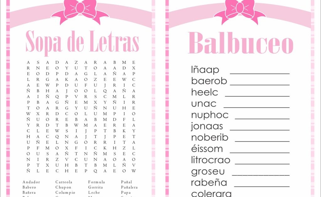 Crucigrama Juegos Para Baby Shower Con Respuestas Ayuda Con