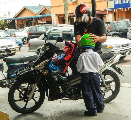 Father and Son Motorcycling