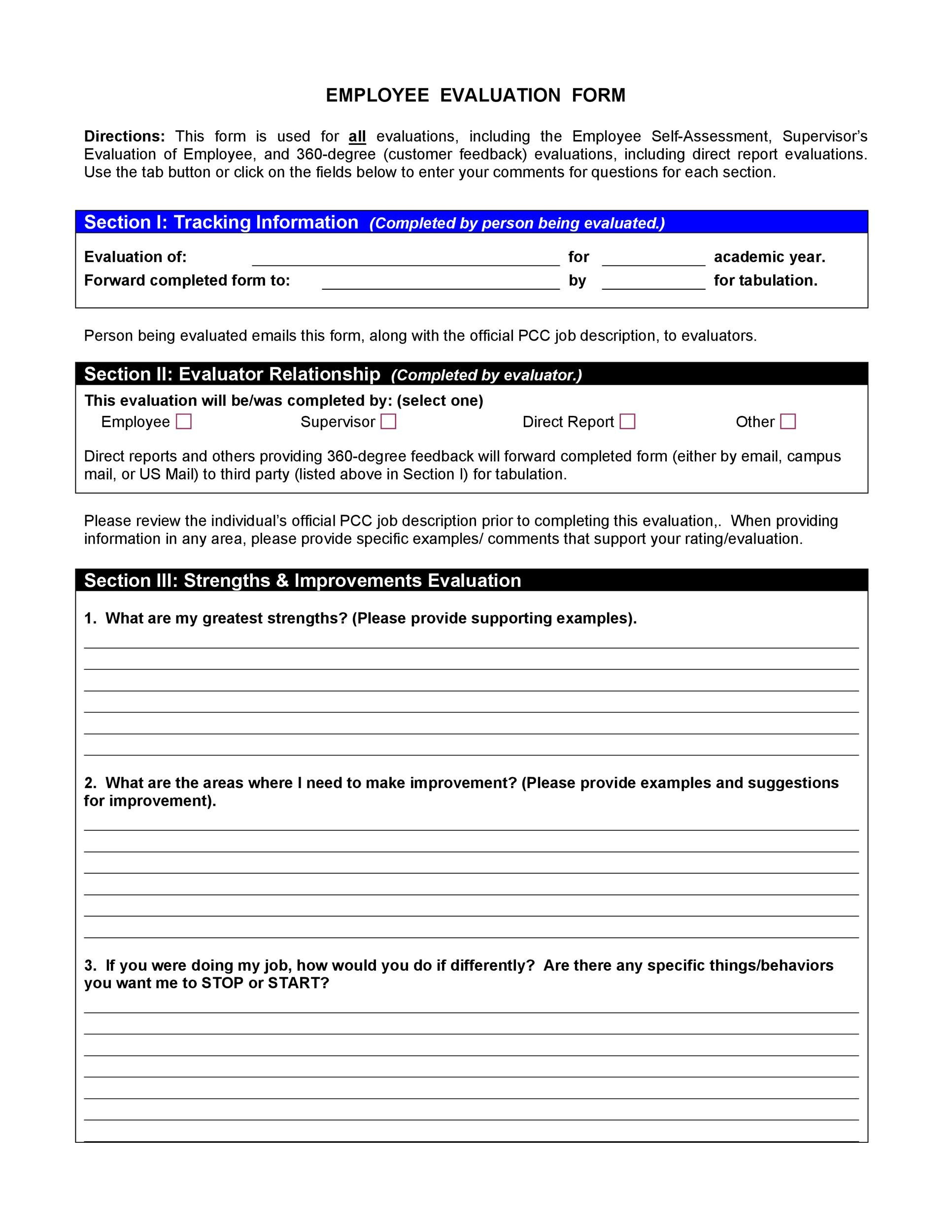 Employee Self Performance Review Sample  Master of Template Document