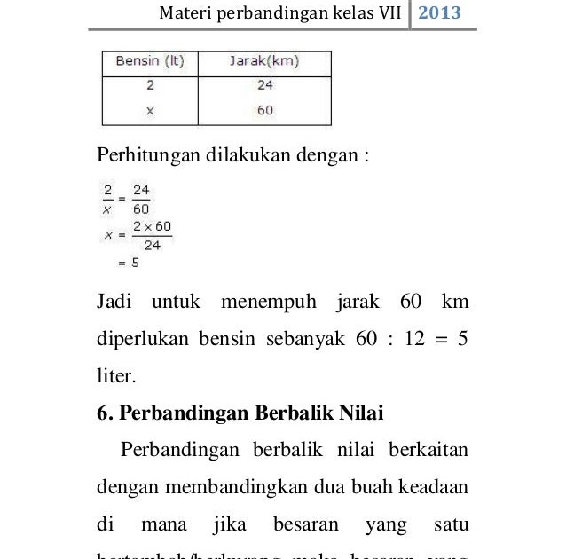 Perbandingan Senilai Dan Berbalik Nilai Kelas 7 - Matematika Dasar