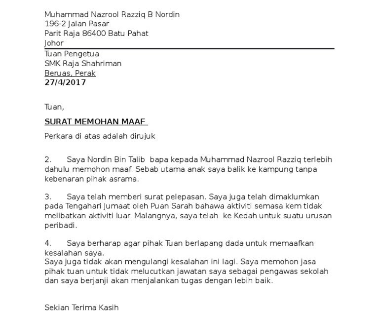 50 Surat Permohonan Maaf Atas Kesalahan Contoh Surat Ide