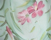 Hand painted Silk scarf Spring fashion Mint red roses - will be made TO ORDER - DEsilk Hand painted Silk scarf Spring fashion Mint red roses - will be made TO ORDER - DEsilk