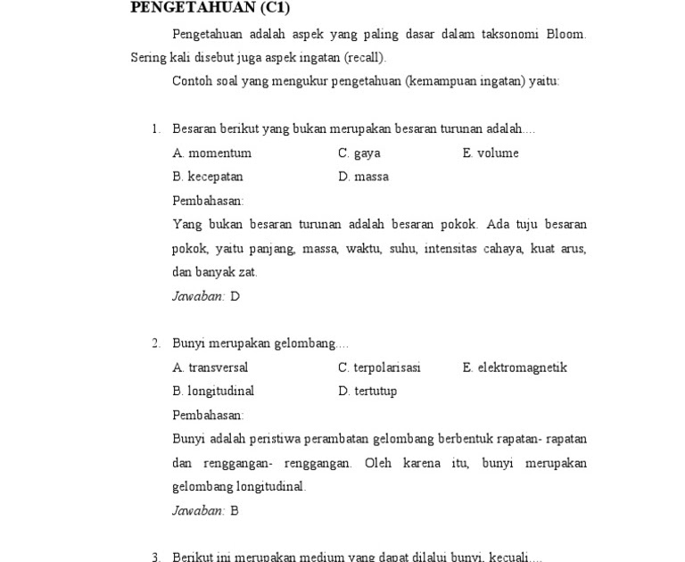 Contoh Soal C1 Sampai C6 Untuk Sd / Contoh Soal Geografi C1-C6 : Contoh