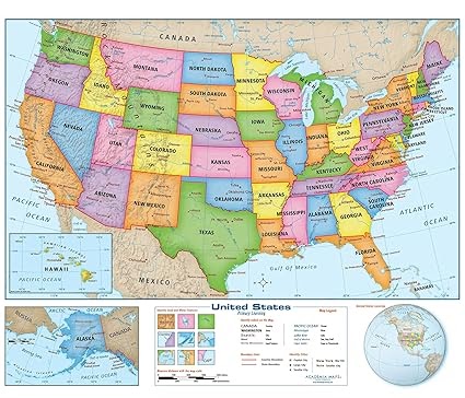 Large Usa Map Poster | Tourist Map Of English