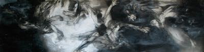 曜石〉,2016 壓克力 炭精 紙本 114x452cm 曜石〉,2016 壓克力 炭精 紙本 114x452cm