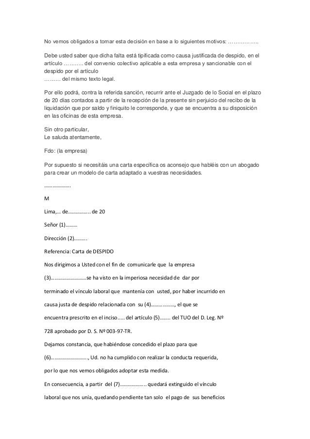 Carta De Despido Por Periodo De Prueba Recipes Web V