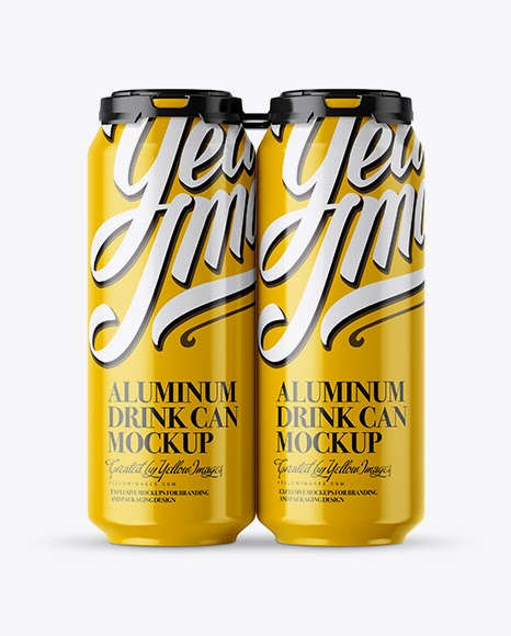 Download Dispenser Glossy Cans Mockup Pack With 4 Glossy Aluminium Cans With Plastic Holder Front View Yellowimages Mockups