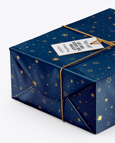 Download Gift Box Packaging Mockup Paper Gift Packaging Mockup Half Side View High Angle Shot In Yellowimages Mockups