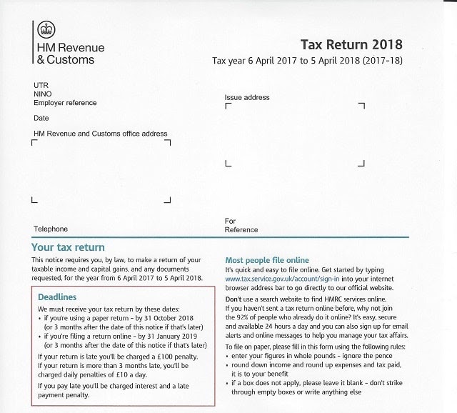 hm-revenue-customs-tax-form-stock-photo-alamy