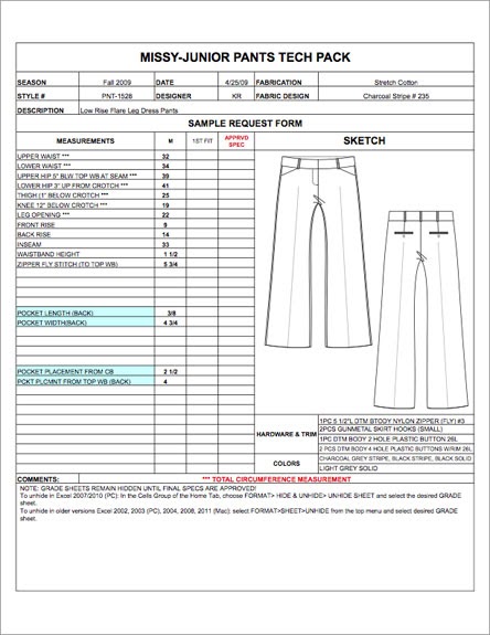 24 Garment Spec Sheet Template Excel - Free Popular Templates Design