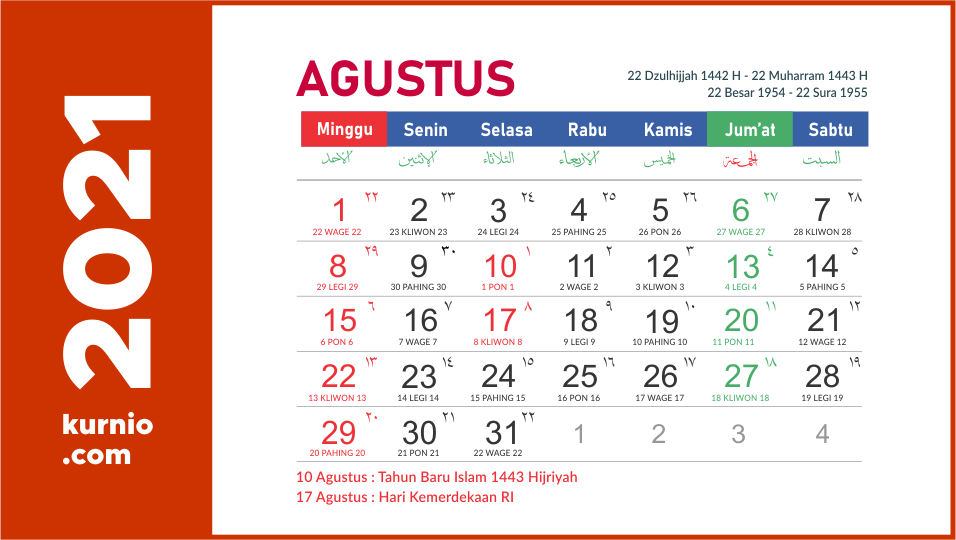 Agustus 2021 Kalender : Download Template Kalender Baru 2021 Dan 1442