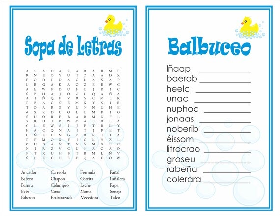 Sopa De Letras Para Baby Shower Niño Free Printable Model Gaya Masa Kini