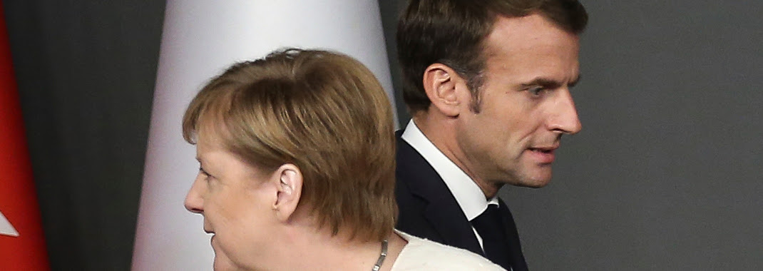 H Γερμανίδα καγκελάριος και ο Γάλλος πρόεδρος (Φωτογραφία: (Arif Hudaverdi Yaman/Anadolu Agency via AP)