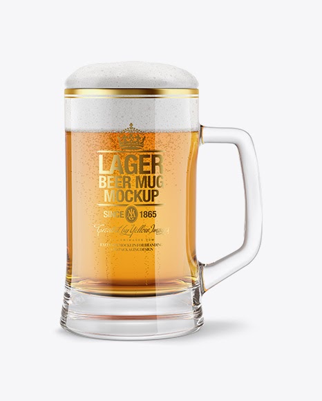 Download Tankard Glass Mug With Lager Beer Psd Mockup PSD Mockup Templates